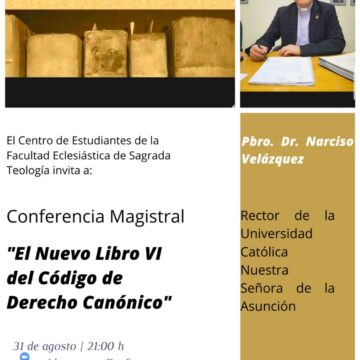 Dictarán conferencia magistral sobre el nuevo libro VI del Código de Derecho Canónico