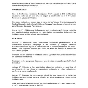 Reconocimiento oficial de escuelas y colegios católicos subvencionados